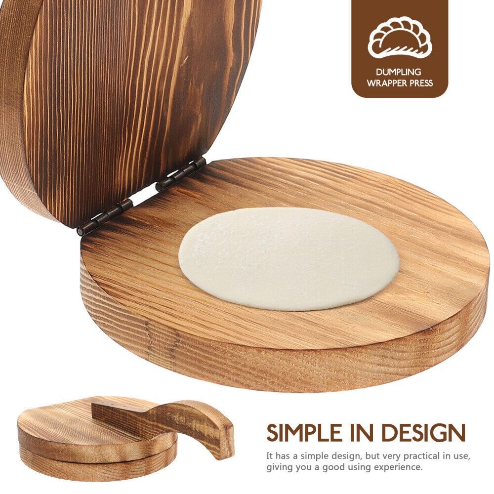 Dumpling Press Set - เครื่องกดแป้งทำเกี๊ยว/ขนม/แป้งโดว์ ทำจากไม้ รูปทรงกลม อุปกรณ์ทำขนมในครัวเรือน