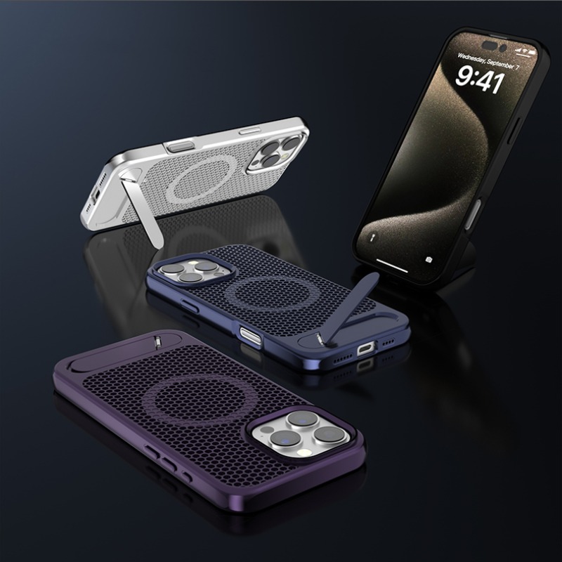 Taco Stand Holder - 3D Hollow Honeycomb Coolingเคสโทรศัพท์แม่เหล็กสําหรับiPhone 12 13