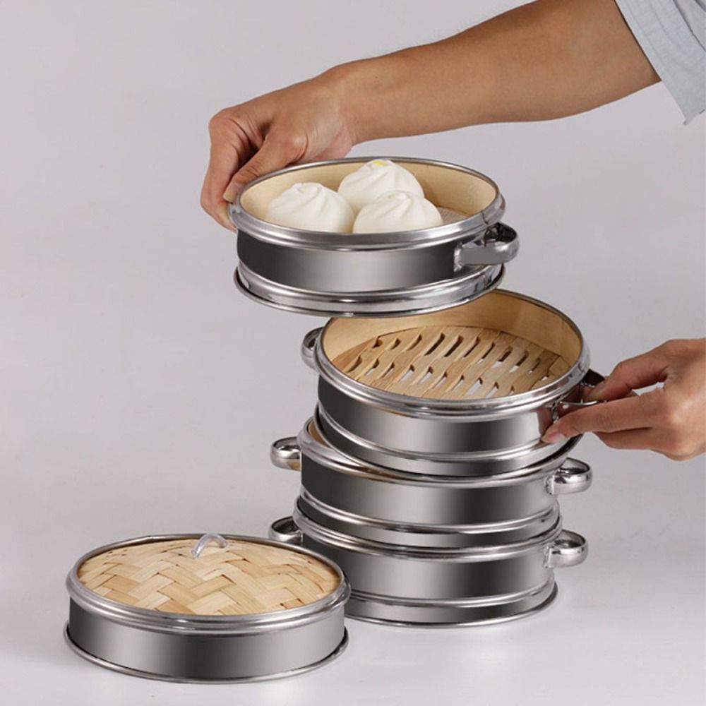 Bao Steamer Bamboo - รอบติ่มซําเครื่องมือทําอาหารสแตนเลส Dumpling นึ่งตาราง Steaming Rack อาหาร
