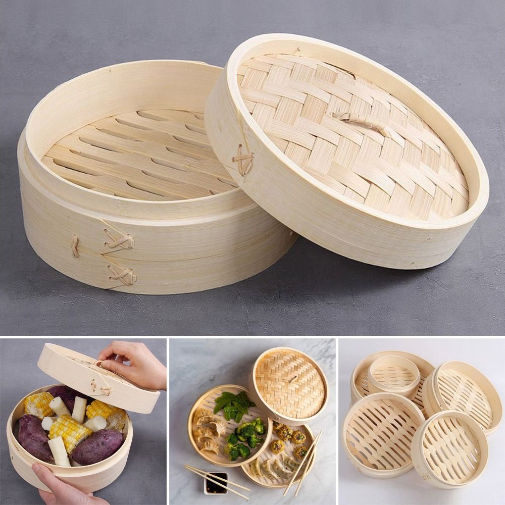 หวดไม้ไผ่จีนมีฝาปิดสำหรับทำอาห - Bao Steamer Bamboo บทวิจารณ์และราคา